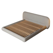 LUXORA Upholstered Bed Frame 150/180cm, Lamb Fleece & Beech Wood, High Resilience Sponge, All-Round Padding - Grey