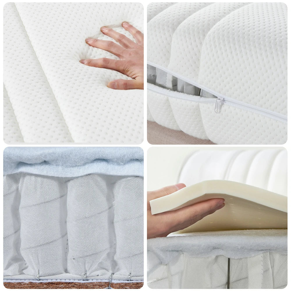 LUXORA Mattress 150/180cm, Natural Latex & 7-Zone Pocket Spring, Removable Cover for Breathable Comfort - White