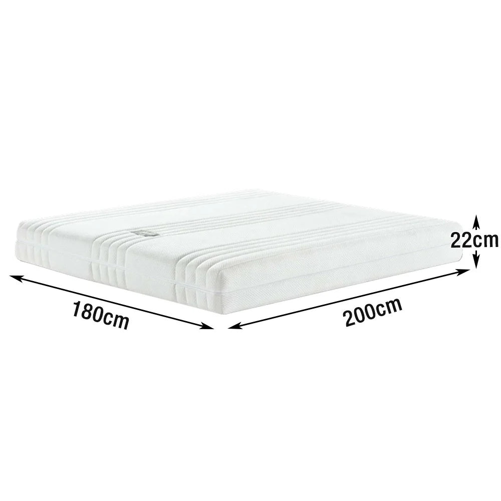 LUXORA Mattress 150/180cm, Natural Latex & 7-Zone Pocket Spring, Removable Cover for Breathable Comfort - White