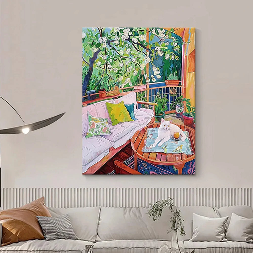 LUXORA Hand-Painted Oil Painting 50/80/120cm - Neutral Canvas Wall Art That Embodies Calm and Simple Home Design