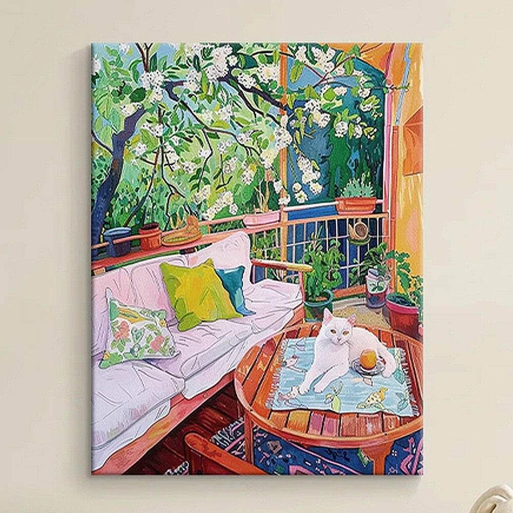 LUXORA Hand-Painted Oil Painting 50/80/120cm - Neutral Canvas Wall Art That Embodies Calm and Simple Home Design