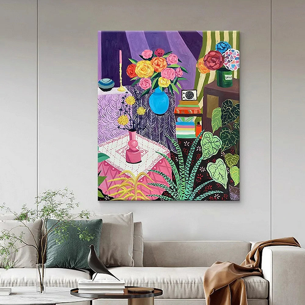 LUXORA Hand-Painted Oil Painting 50/80/120cm - Premium Textured Wall Art Highlighting Soft Brushwork and Modern Form