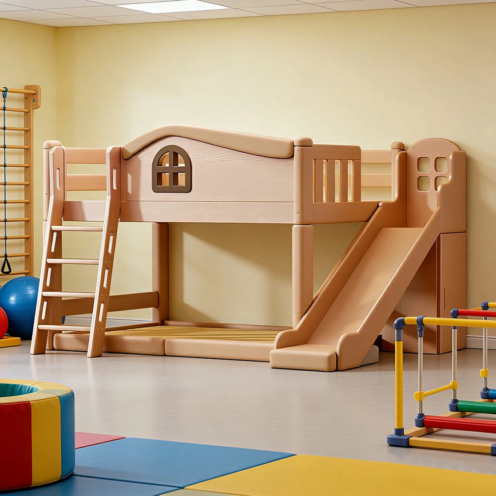 LUXORA 120/135/150cm Kids Slide & Ladder Bed - Multi-Function Storage System, Solid Wood Frame, Stair Drawer Storage Design - Wood