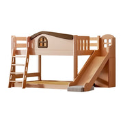 LUXORA 120/135/150cm Kids Slide & Ladder Bed - Multi-Function Storage System, Solid Wood Frame, Stair Drawer Storage Design - Wood