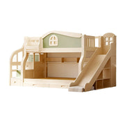 LUXORA 120/135/150cm Kids Slide & Storage Stair Bed - Play & Sleep Combo, Solid Wood Frame, Fun and Storage in One - Green