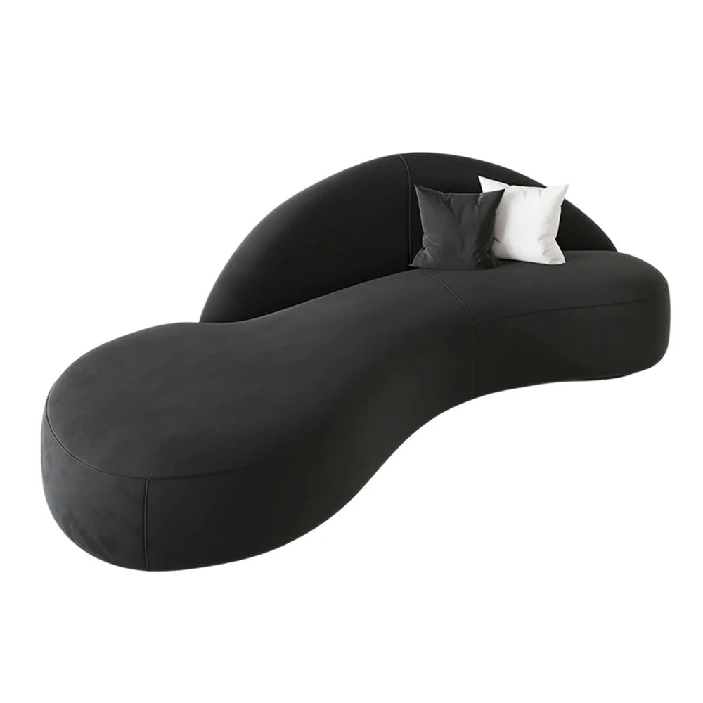 LIVARA 220cm Sofa Matte Velvet Upholstered, Waterproof, Easy-to-Clean, Ergonomic Curved Design, High-Density Sponge - Black