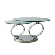 LUXORA Rotating Coffee Table Multi-Layer Design Tempered Glass Mirror-Finished Stainless Steel Frame Artistic Flair