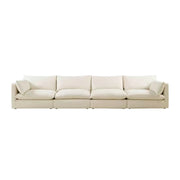 LUXORA Oversized Sofa Deep Seating Feather-Blend Cushions Cotton-Linen Upholstery Relaxed Lounge Design - White