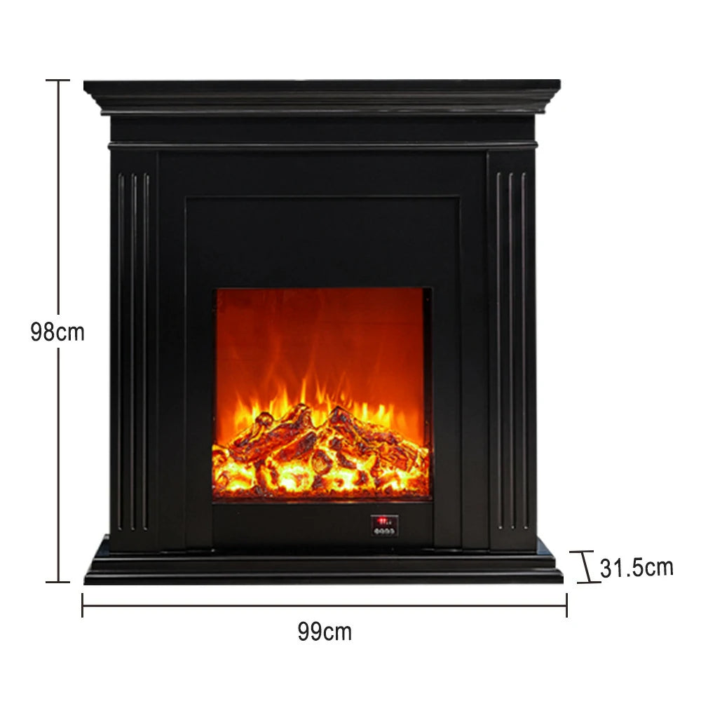 LIVARA 701 Solid Wood Electric Fireplace TV Console - 3D Flame Effect, Remote Control, Choice of 12W Decorative Core or 750–1500W Heating Core - Black