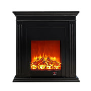 LIVARA 701 Solid Wood Electric Fireplace TV Console - 3D Flame Effect, Remote Control, Choice of 12W Decorative Core or 750–1500W Heating Core - Black