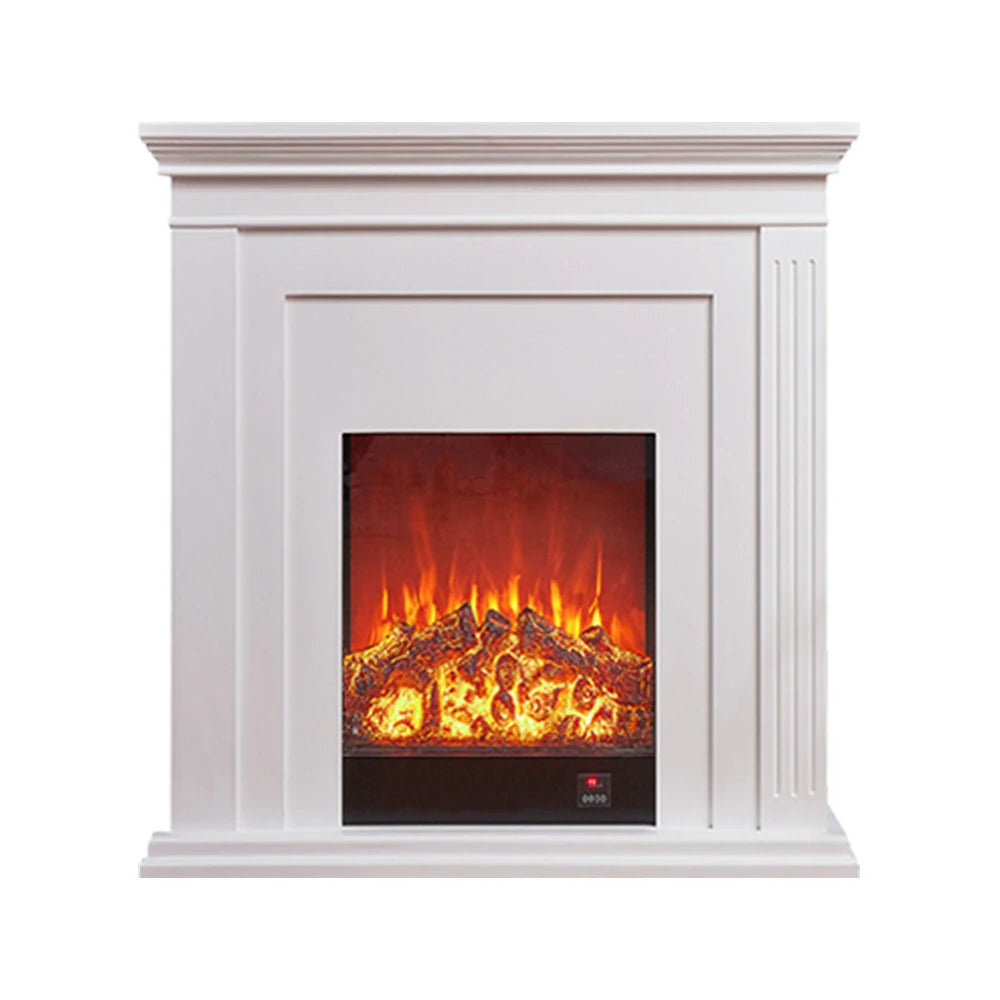 LIVARA 701 Solid Wood Electric Fireplace TV Console - 3D Flame Effect, Remote Control, Choice of 12W Decorative Core or 750–1500W Heating Core - White