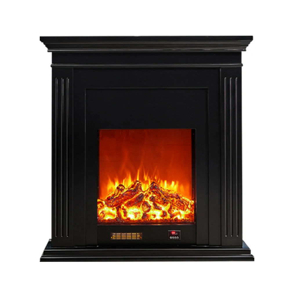 LIVARA 701 Solid Wood Electric Fireplace TV Console - 3D Flame Effect, Remote Control, Choice of 12W Decorative Core or 750–1500W Heating Core - Black