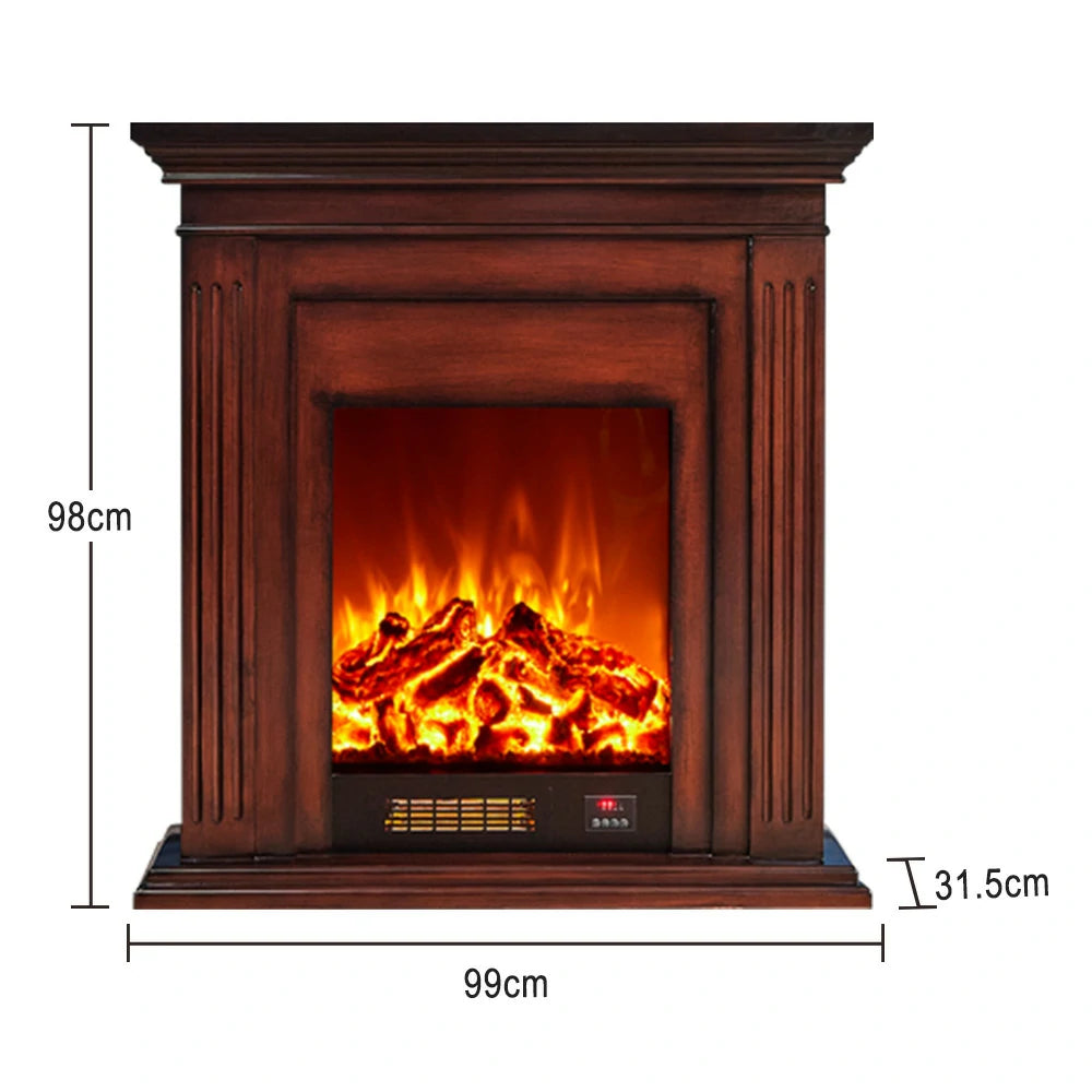 LIVARA 701 Solid Wood Electric Fireplace TV Console - 3D Flame Effect, Remote Control, Choice of 12W Decorative Core or 750–1500W Heating Core - Brown