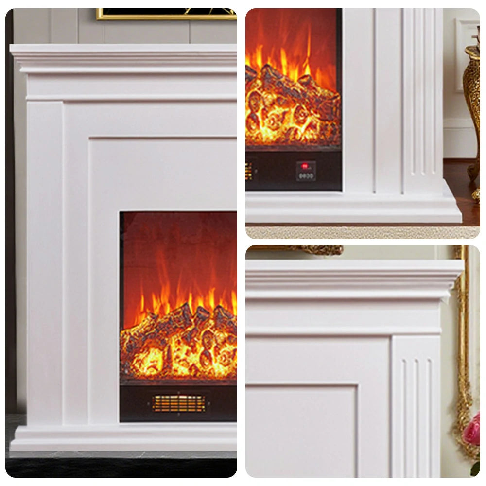 LIVARA 701 Solid Wood Electric Fireplace TV Console - 3D Flame Effect, Remote Control, Choice of 12W Decorative Core or 750–1500W Heating Core - White