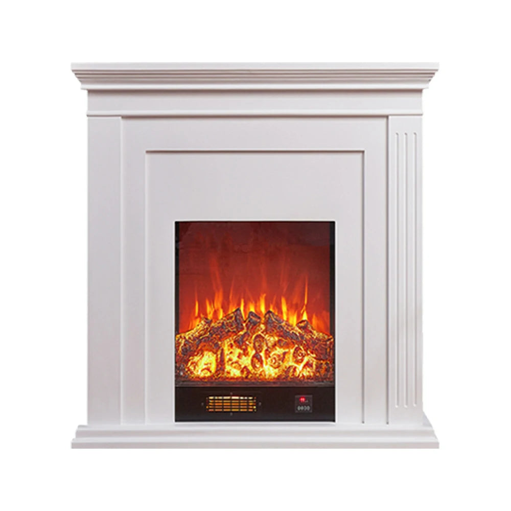 LIVARA 701 Solid Wood Electric Fireplace TV Console - 3D Flame Effect, Remote Control, Choice of 12W Decorative Core or 750–1500W Heating Core - White