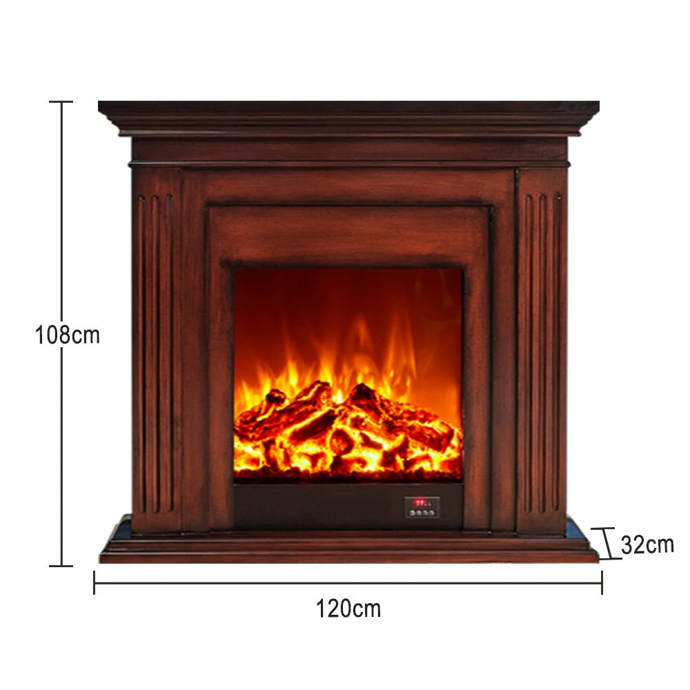 LIVARA 701 Solid Wood Electric Fireplace TV Console - 3D Flame Effect, Remote Control, Choice of 12W Decorative Core or 750–1500W Heating Core - Brown