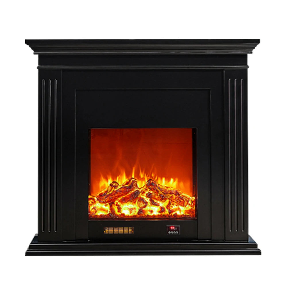 LIVARA 701 Solid Wood Electric Fireplace TV Console - 3D Flame Effect, Remote Control, Choice of 12W Decorative Core or 750–1500W Heating Core - Black