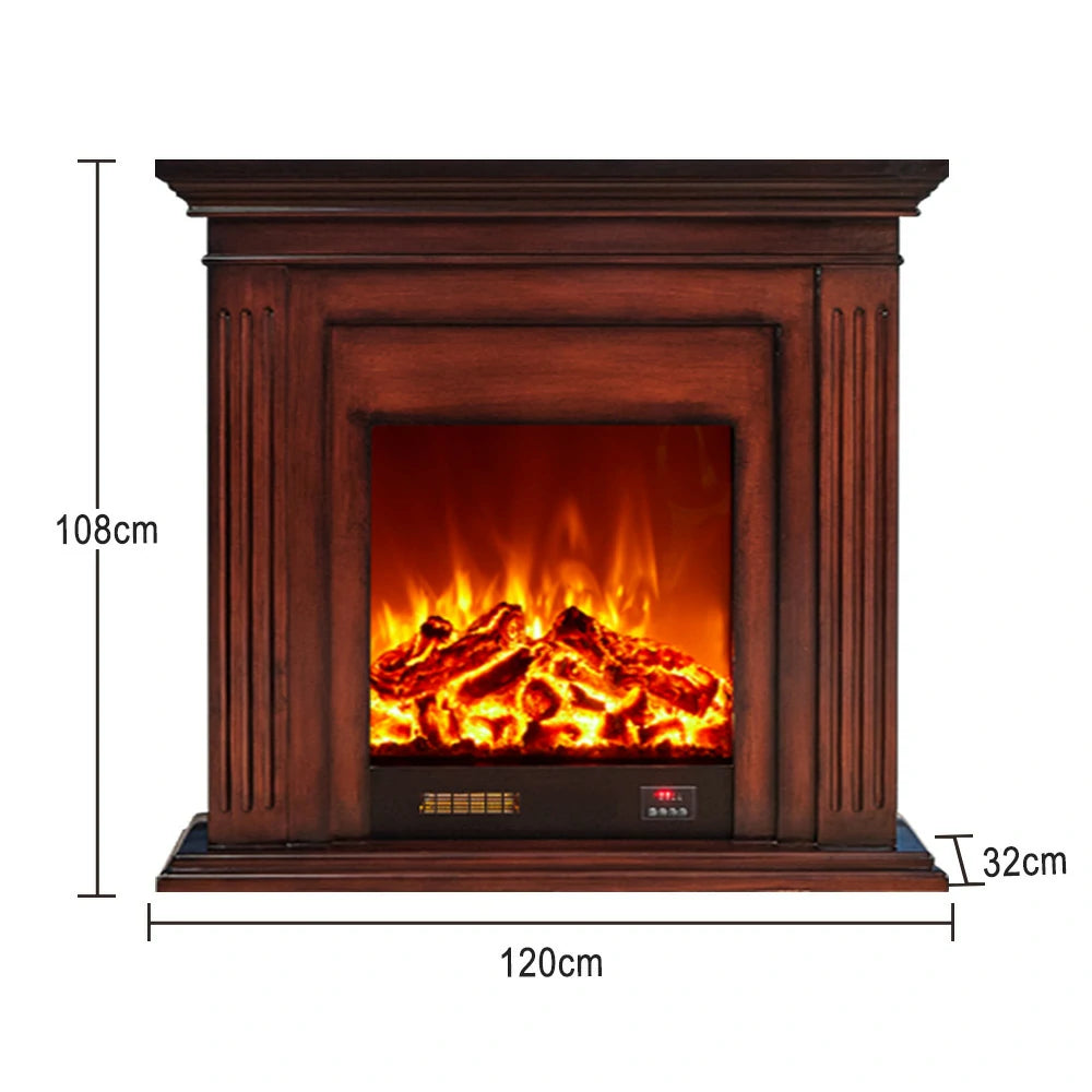 LIVARA 701 Solid Wood Electric Fireplace TV Console - 3D Flame Effect, Remote Control, Choice of 12W Decorative Core or 750–1500W Heating Core - Brown