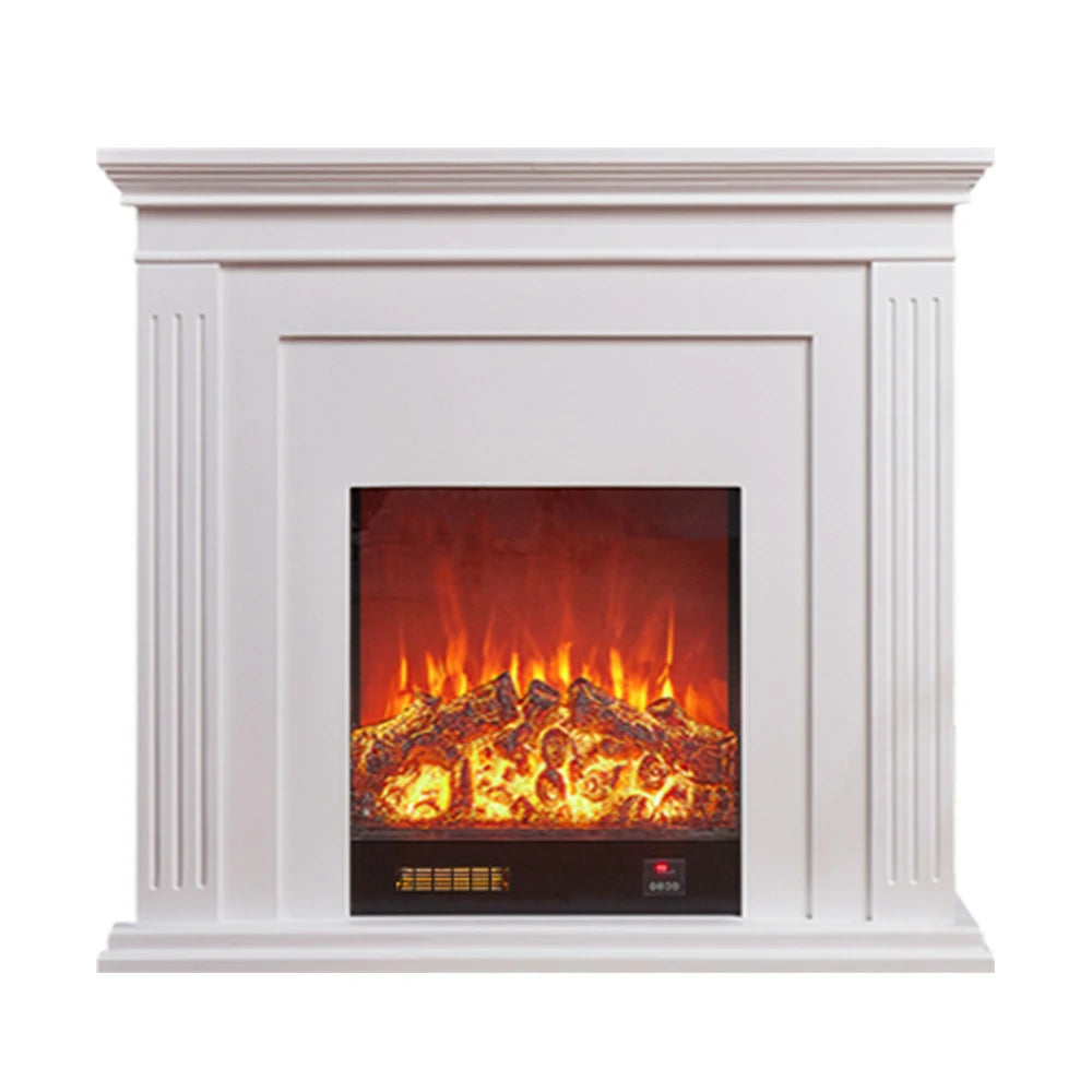 LIVARA 701 Solid Wood Electric Fireplace TV Console - 3D Flame Effect, Remote Control, Choice of 12W Decorative Core or 750–1500W Heating Core - White