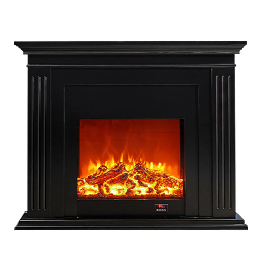 LIVARA 701 Solid Wood Electric Fireplace TV Console - 3D Flame Effect, Remote Control, Choice of 12W Decorative Core or 750–1500W Heating Core - Black