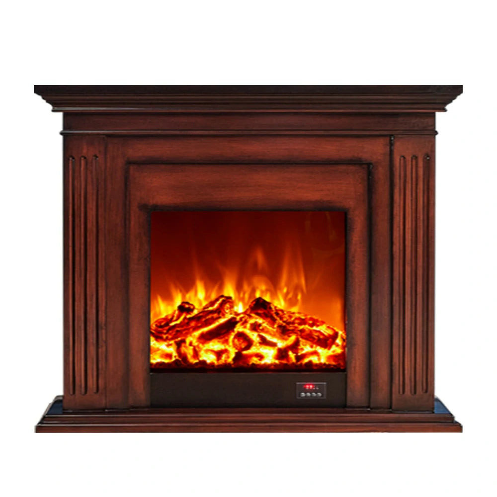 LIVARA 701 Solid Wood Electric Fireplace TV Console - 3D Flame Effect, Remote Control, Choice of 12W Decorative Core or 750–1500W Heating Core - Brown