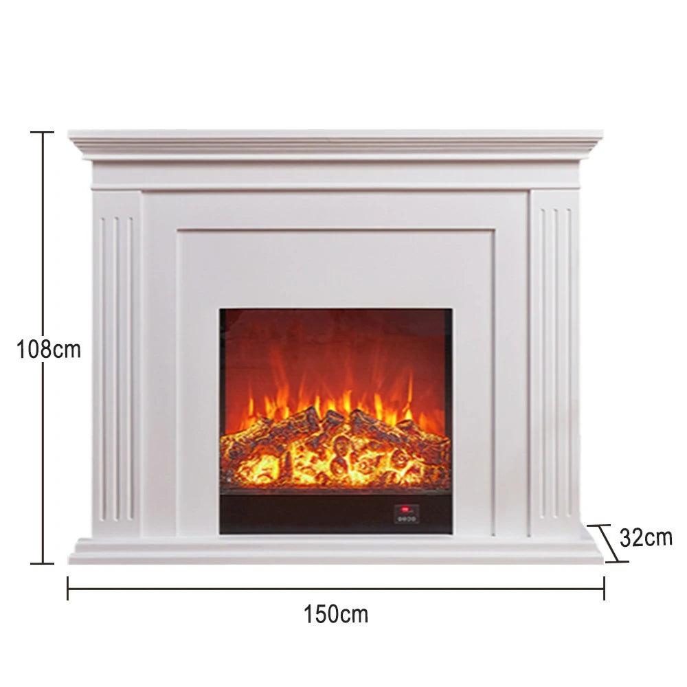 LIVARA 701 Solid Wood Electric Fireplace TV Console - 3D Flame Effect, Remote Control, Choice of 12W Decorative Core or 750–1500W Heating Core - White