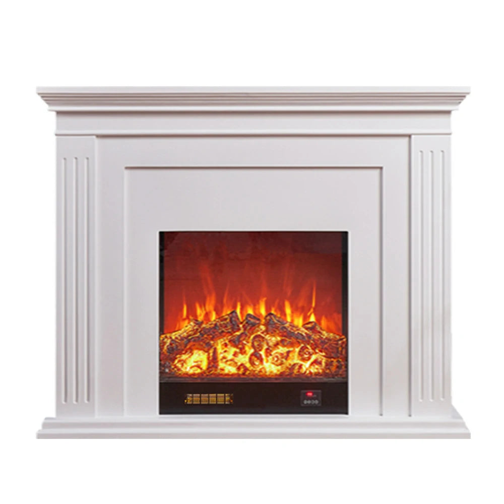 LIVARA 701 Solid Wood Electric Fireplace TV Console - 3D Flame Effect, Remote Control, Choice of 12W Decorative Core or 750–1500W Heating Core - White