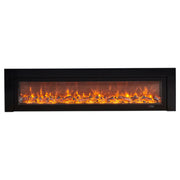 LIVARA 711 Electric Fireplace TV Cabinet - White Solid Wood Frame, 3D Flame Effect, Dual Core Options 12W/750–1500W, 180/200cm - Black