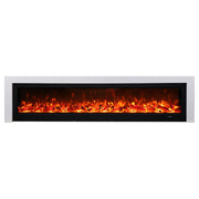 LIVARA 711 Electric Fireplace TV Cabinet - White Solid Wood Frame, 3D Flame Effect, Dual Core Options 12W/750–1500W, 180/200cm - White