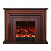 LIVARA 717 Electric Fireplace TV Cabinet – 180cm White Solid Wood Frame, 3D Flame Effect, Remote Control, Dual Core Options 12W/750–1500W - Brown