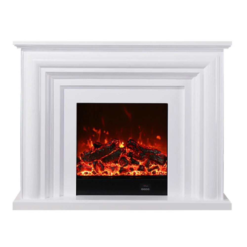 LIVARA 717 Electric Fireplace TV Cabinet – 180cm White Solid Wood Frame, 3D Flame Effect, Remote Control, Dual Core Options 12W/750–1500W - White