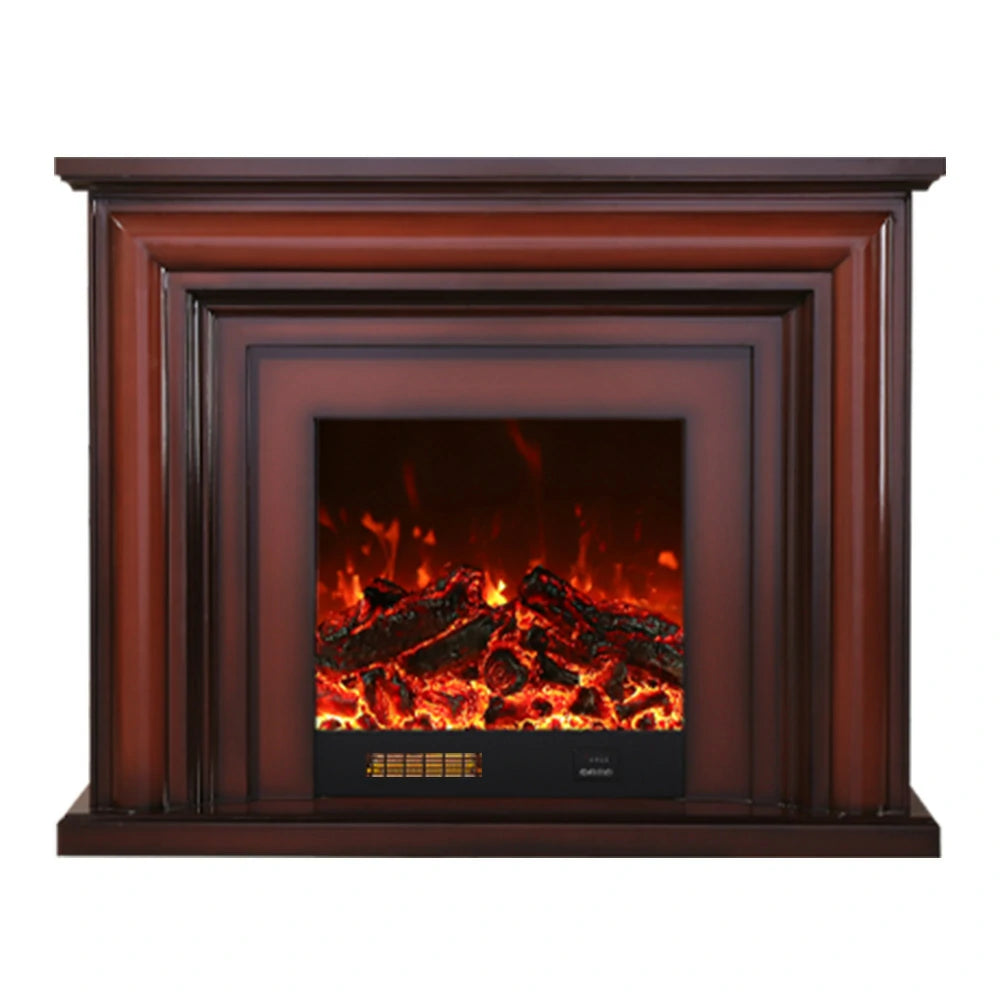 LIVARA 717 Electric Fireplace TV Cabinet – 180cm White Solid Wood Frame, 3D Flame Effect, Remote Control, Dual Core Options 12W/750–1500W - Brown