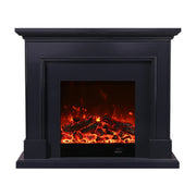 LIVARA 718 Electric Fireplace TV Cabinet – 180cm White Solid Wood Frame, 3D Flame Effect, Remote Control, Dual Core Options 12W/750–1500W - Black