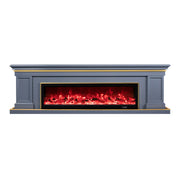LIVARA 721 Electric Fireplace TV Cabinet – 180cm White Solid Wood Frame, 3D Flame Effect, Remote Control, Dual Core Options 12W/750–1500W - Grey