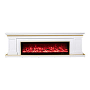 LIVARA 721 Electric Fireplace TV Cabinet – 180cm White Solid Wood Frame, 3D Flame Effect, Remote Control, Dual Core Options 12W/750–1500W - White