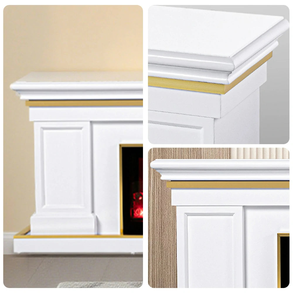 LIVARA 721 Electric Fireplace TV Cabinet – 180cm White Solid Wood Frame, 3D Flame Effect, Remote Control, Dual Core Options 12W/750–1500W - White