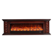 LIVARA 742 Electric Fireplace TV Cabinet – 180cm Solid Wood Frame, 3D Flame Effect, Remote Control, Dual Core Options 12W/750–1500W - Brown