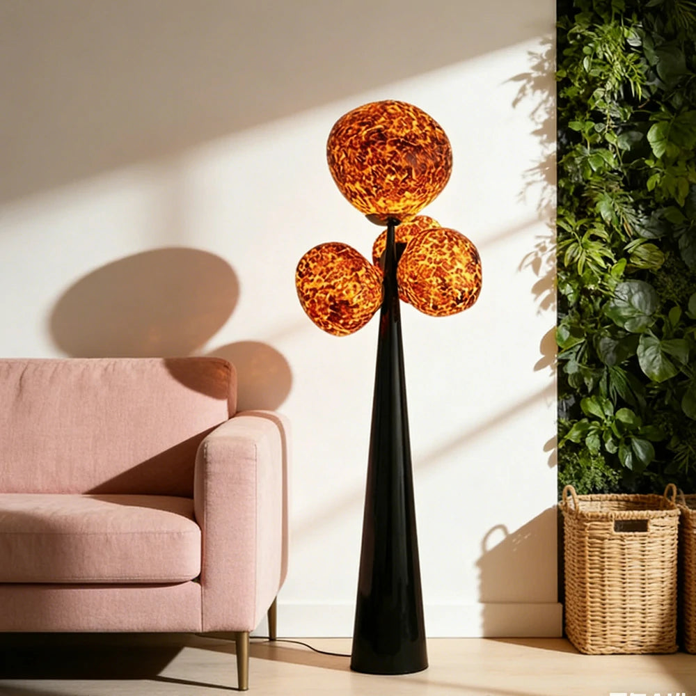 LUXORA 4 Head Floor Lamp Volcanic Light Effect Soft Ambient Lighting Acrylic Shade E27 Bulb Artistic Design
