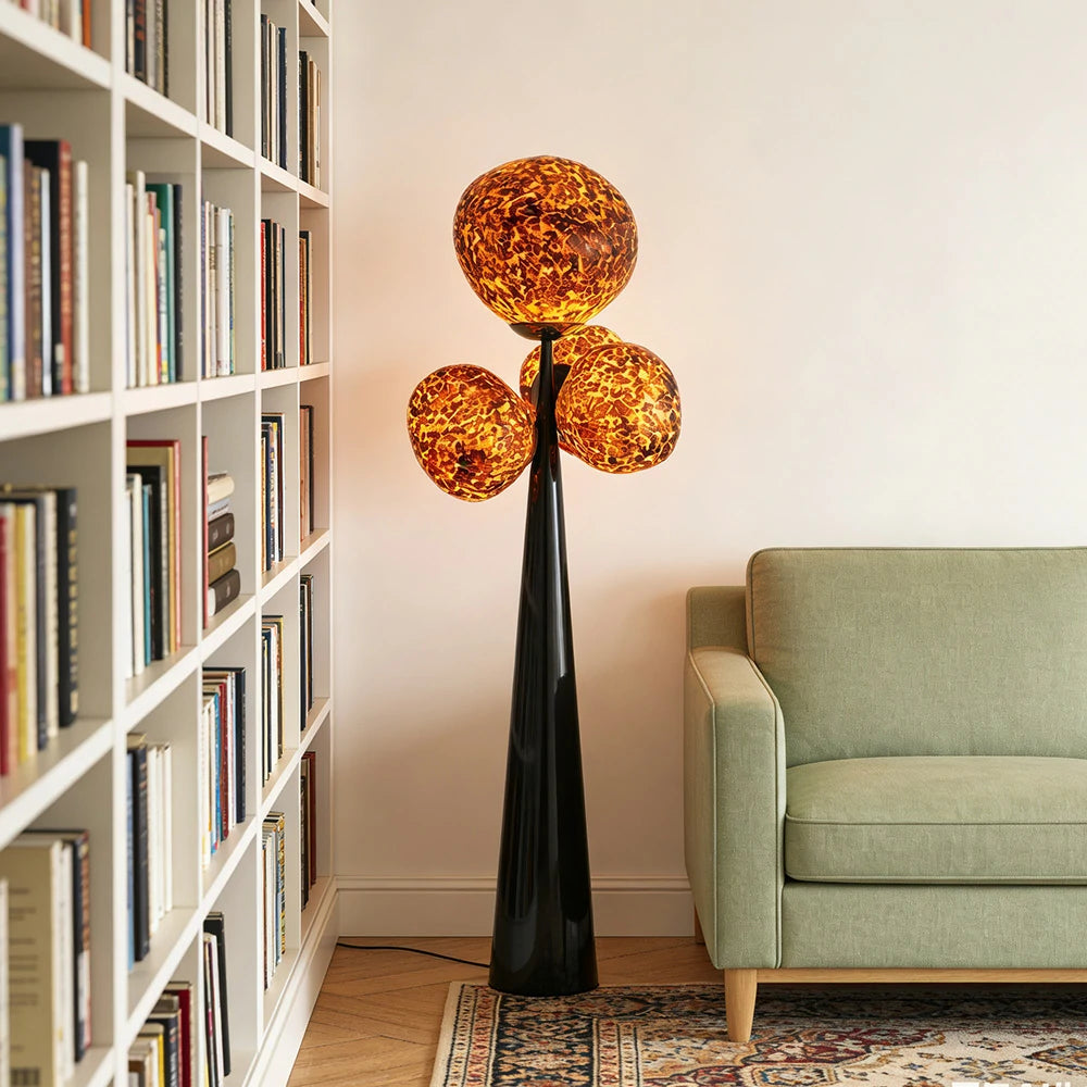 LUXORA 4 Head Floor Lamp Volcanic Light Effect Soft Ambient Lighting Acrylic Shade E27 Bulb Artistic Design