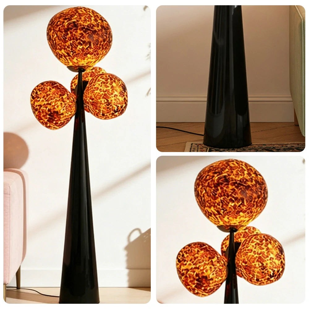 LUXORA 4 Head Floor Lamp Volcanic Light Effect Soft Ambient Lighting Acrylic Shade E27 Bulb Artistic Design