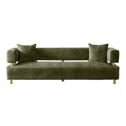 LUXORA Sofa Chenille Fabric Upholstery Solid Wood Frame with Gold Stainless Steel Legs Modern Style - Green