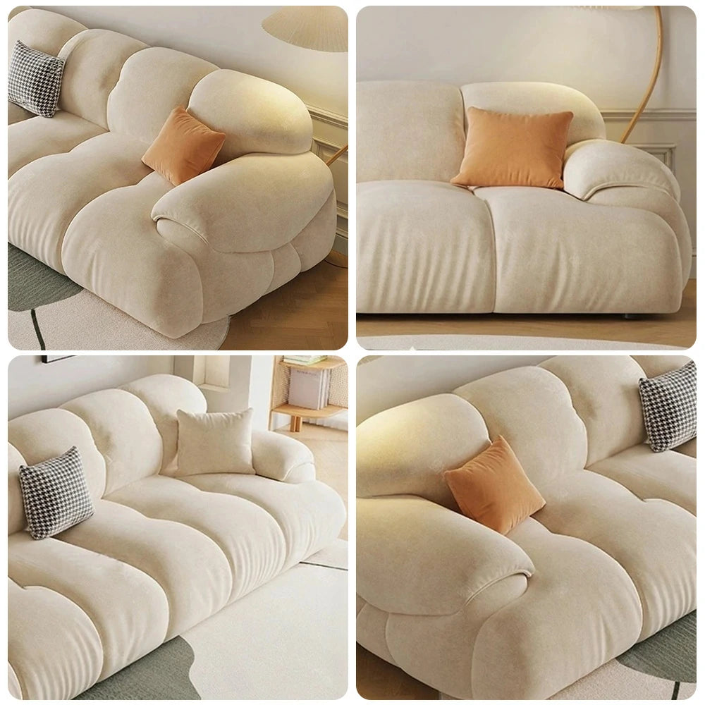 LIVARA 280cm 3-Seater Sofa, Cat-Scratch-Resistant Fabric, High-Resilience Bamboo Charcoal Sponge, Ergonomic Design, Solid Wood Frame, Soft Armrests - Beige