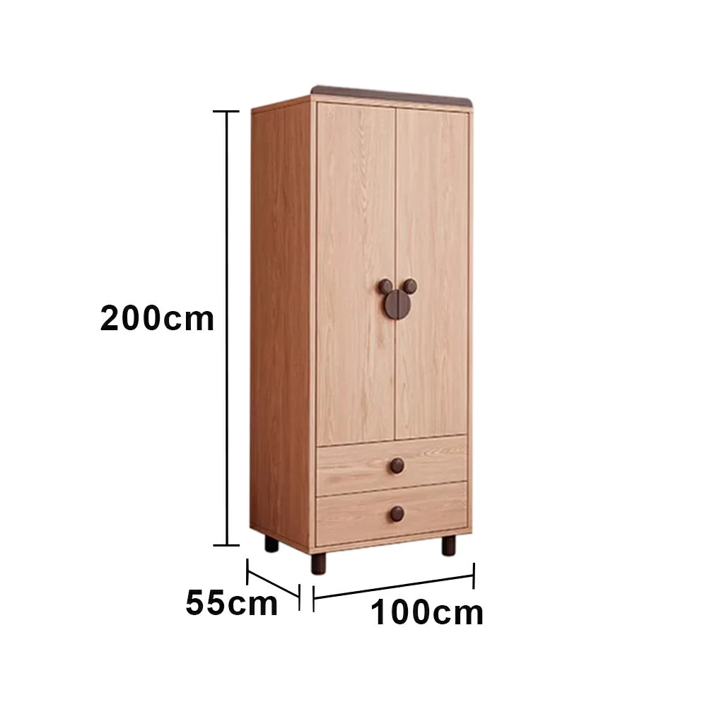 LUXORA 80/100cm Solid Wood Wardrobe - Dual Storage Design with Reinforced Hanging Rail, Top Cabinet & Child-Friendly Details