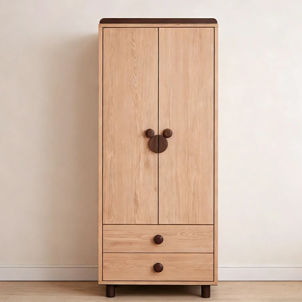 LUXORA 80/100cm Solid Wood Wardrobe - Dual Storage Design with Reinforced Hanging Rail, Top Cabinet & Child-Friendly Details