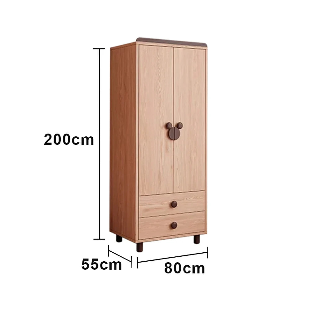 LUXORA 80/100cm Solid Wood Wardrobe - Dual Storage Design with Reinforced Hanging Rail, Top Cabinet & Child-Friendly Details