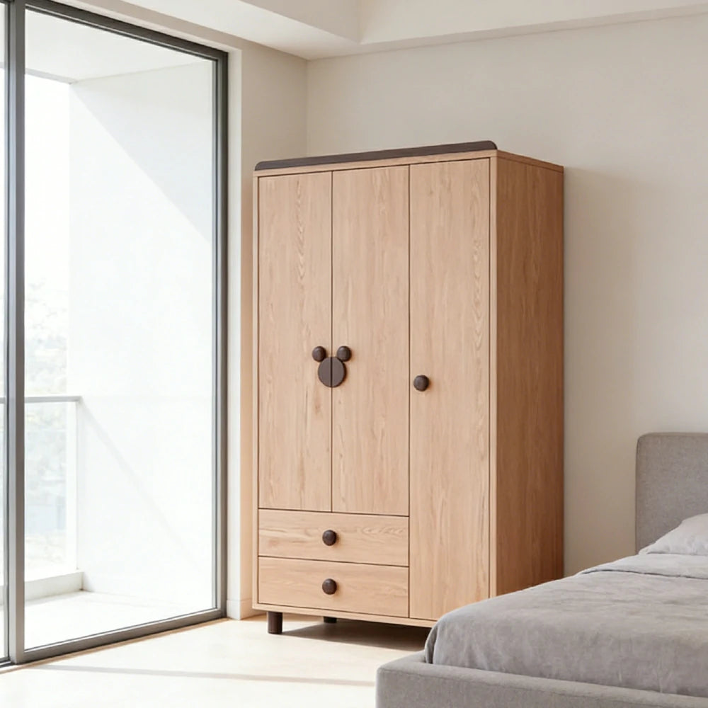 LUXORA 120/140cm Solid Wood Wardrobe - Dual Storage Design with Reinforced Hanging Rail, Top Cabinet & Child-Friendly Details