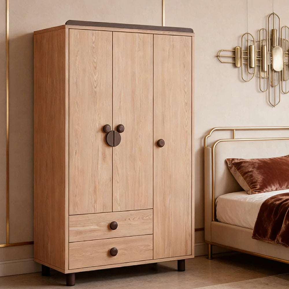 LUXORA 120/140cm Solid Wood Wardrobe - Dual Storage Design with Reinforced Hanging Rail, Top Cabinet & Child-Friendly Details