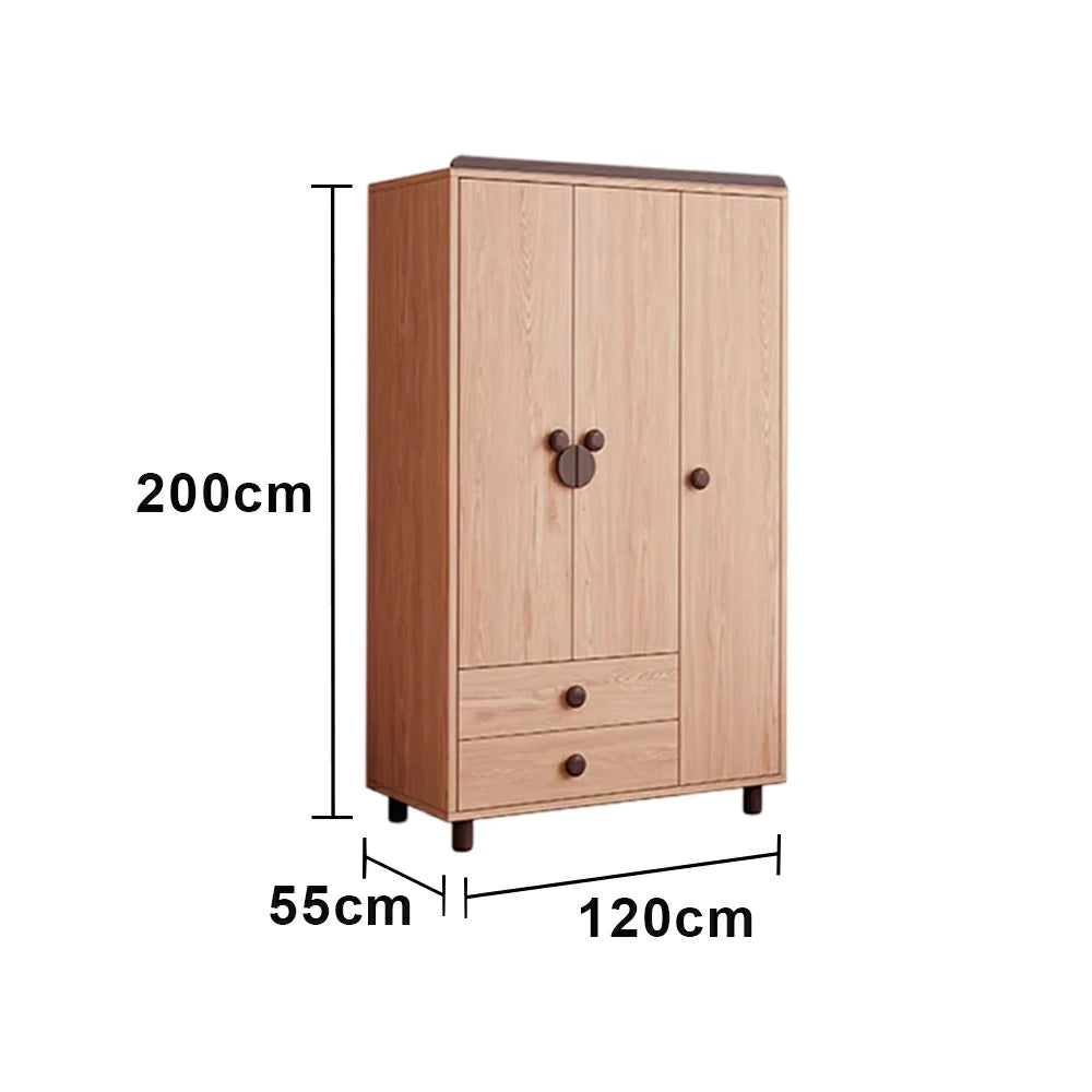 LUXORA 120/140cm Solid Wood Wardrobe - Dual Storage Design with Reinforced Hanging Rail, Top Cabinet & Child-Friendly Details