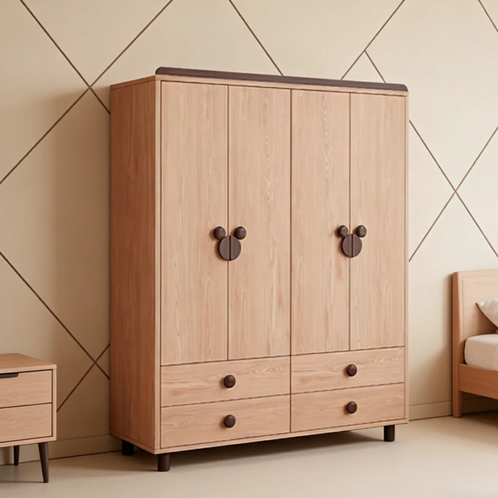 LUXORA 160/180cm Solid Wood Wardrobe - Dual Storage Design with Reinforced Hanging Rail, Top Cabinet & Child-Friendly Details