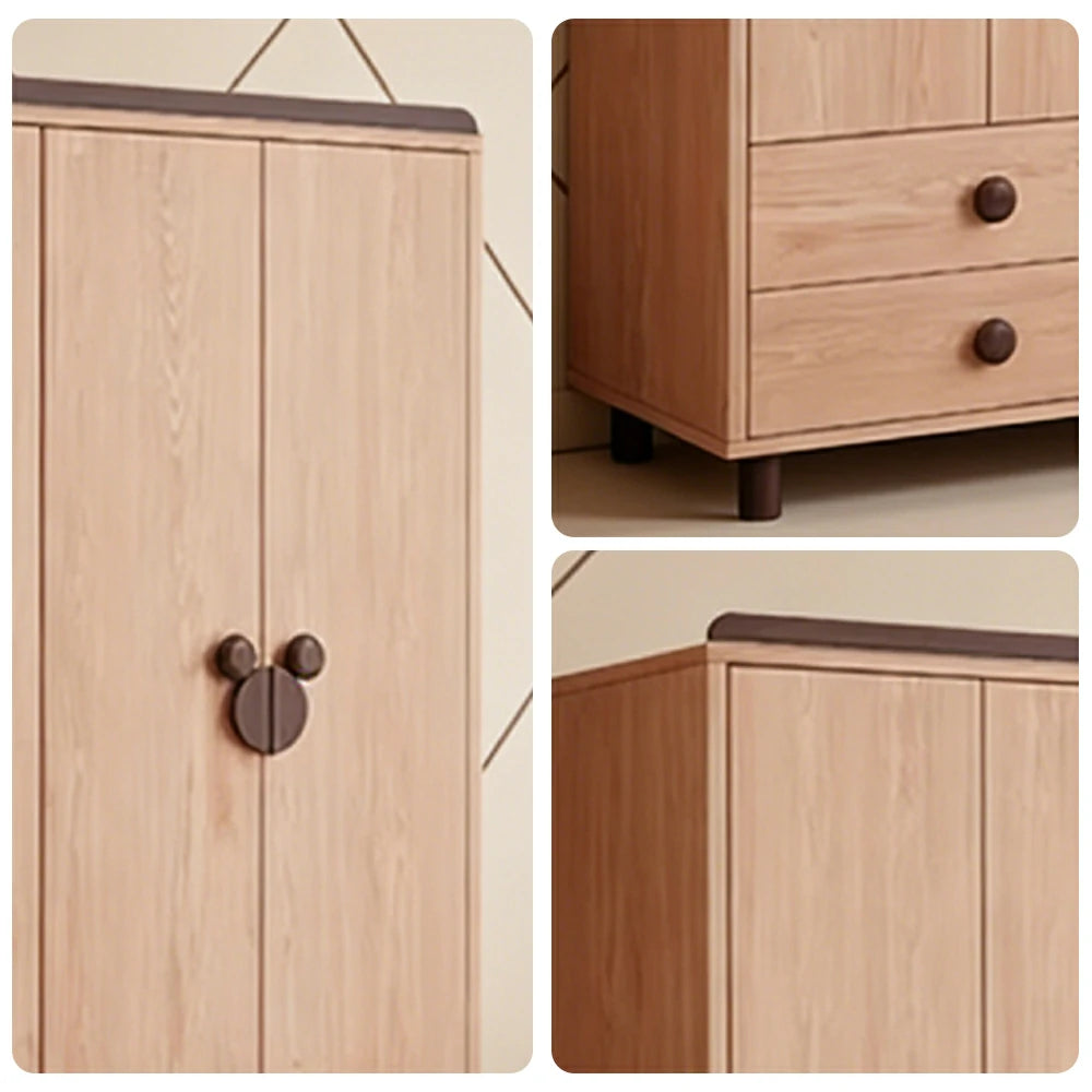 LUXORA 160/180cm Solid Wood Wardrobe - Dual Storage Design with Reinforced Hanging Rail, Top Cabinet & Child-Friendly Details